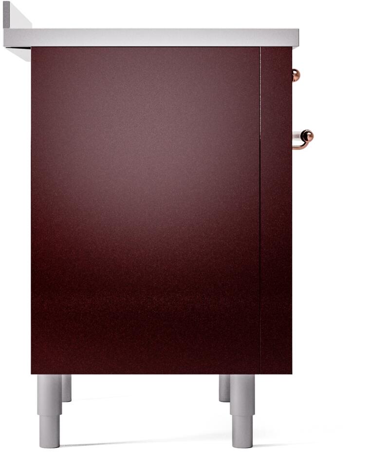 Ilve UPI366NMPBUP Nostalgie Ii 36 Inch Electric Freestanding Range In Burgundy With Copper Trim