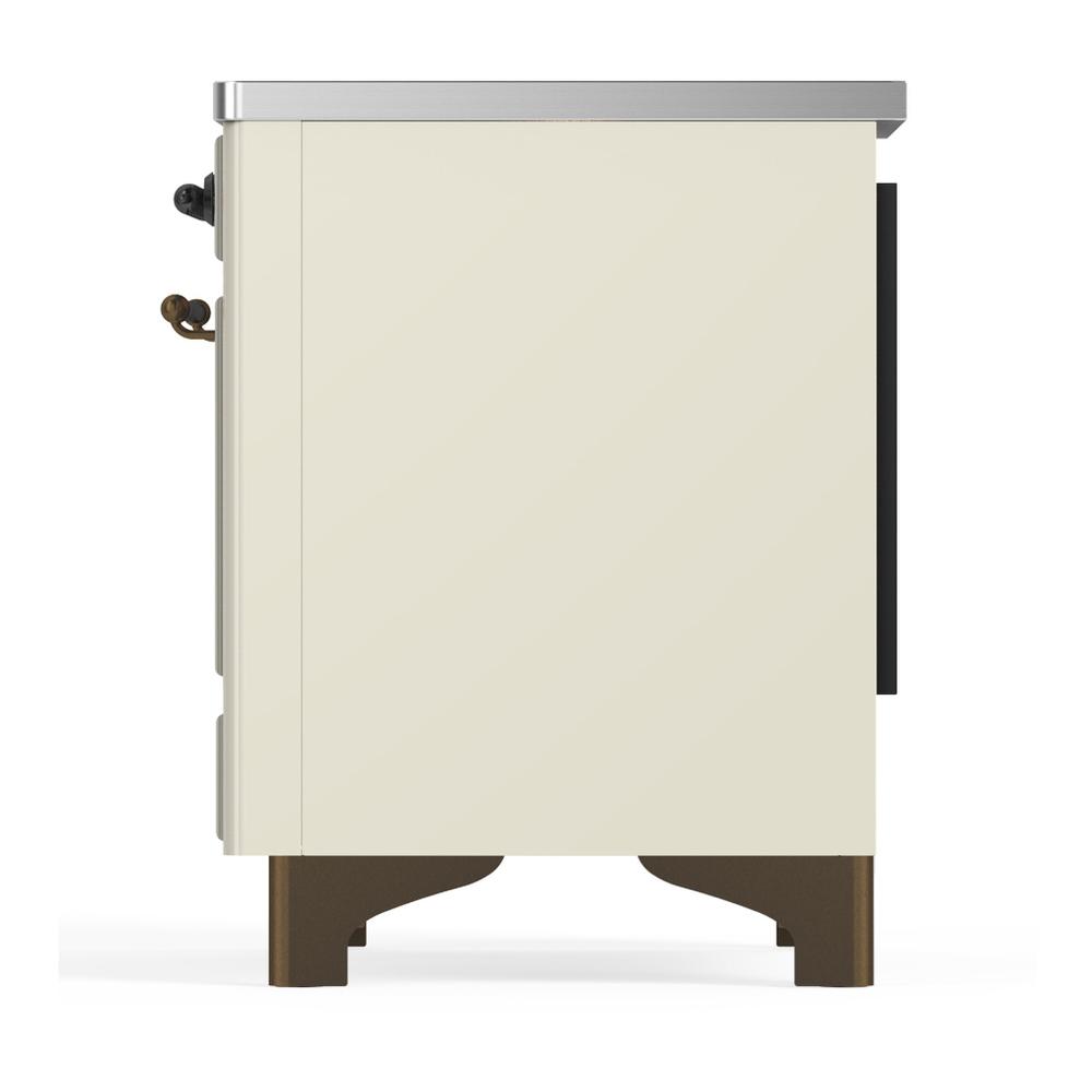 Ilve UMDIB40QNR3AWB Ilve Umdib40Qnr3Awb Majestic Iii 40 Inch Induction Range With 6 Elements, 3.82 Cu. Ft. Total Oven Capacity (Solid Door, Antique White, Burnished)