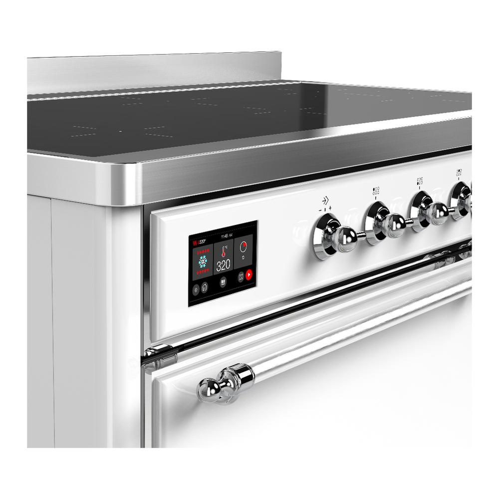 Ilve UMIB48QNR3WHC Ilve Umib48Qnr3Whc Majestic Iii 48 Inch Induction Range With 6 Elements, 5.02 Cu. Ft. Total Oven Capacity (Solid Door, White, Chrome)