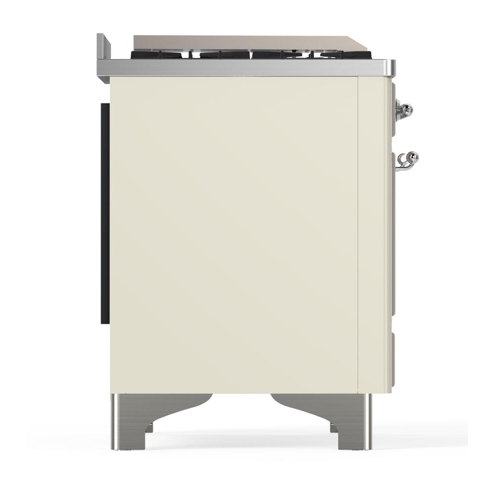 Ilve UM36FQNR3AWCLP Ilve Um36Fqnr3Awclp Majestic Iii 36 Inch Dual Fuel Range With 6 Black Brass Burners And Griddle, Dual Function Burner Up To 25,000 Btu (Solid Door, Antique White, Chrome, Liquid Propane)