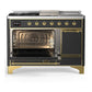 Ilve UM48FSQNR3MGGLP Ilve Um48Fsqnr3Mgglp Majestic Iii 48 Inch Dual Fuel Range With 5 Black Brass Burners, Griddle And French Top, Dual Function Burner Up To 25,000 Btu (Liquid Propane, Solid Door, Graphite Matte, Brass)
