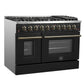 Forno FFSGS624448BLK Forno Galiano 48-Inch Gas Range Black & Antique Brass Design, 8 Burners, 107,000 Btu, Griddle, 6.58 Cu.Ft. Double Ovens