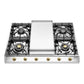 Ilve UHCP965FNSSGLP Ilve Uhcp965Fnssglp Nostalgie Ii 36 Inch Gas Cooktop With Griddle, In Stainless Steel (Liquid Propane, Brass)
