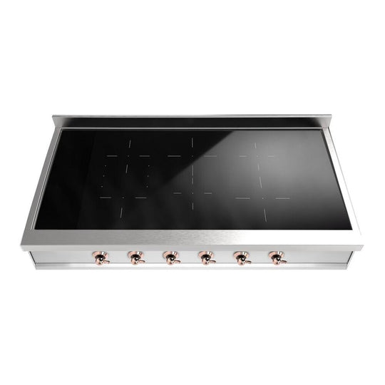 Ilve UHCPI486NSSP Ilve Uhcpi486Nssp Nostalgie Ii 48 Inch Built-In Induction Rangetop With 6 Elements, Stainless Steel (Copper)