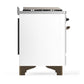 Ilve UM48FNR3WHB Ilve Um48Fnr3Whb Majestic Iii 48 Inch Dual Fuel Range With 8 Burners And Griddle, Dual Function Burner Up To 25,000 Btu (Natural Gas, Triple Glass Door, White, Burnished)