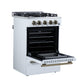Forno FFSGS627224WHT Forno Breno 24 Inch Freestanding Gas Range In White With Antique Brass, Compact Design