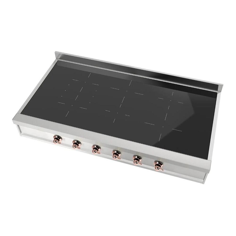 Ilve UHCPI486NSSP Ilve Uhcpi486Nssp Nostalgie Ii 48 Inch Built-In Induction Rangetop With 6 Elements, Stainless Steel (Copper)