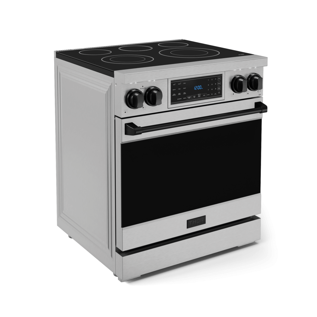 Thor Kitchen RSE30BLK 30 Inch Professional Electric Range With Tilt Panel Touch Control In Stainless Steel/Black Gordon Ramsay Series - Rse30-Blk