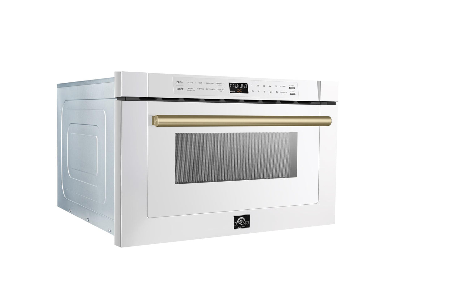 Forno FMWDR300024WHT Forno Capoliveri Espresso 24-Inch Microwave Drawer, White, 1.2 Cu.Ft, 1500 Watts, Built-In, Touch Control Lcd Display, Auto-Touch Open/Close, 11 Power Levels, Sensor Cooking