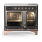 Ilve UMDIB40QNR3MGP Ilve Umdib40Qnr3Mgp Majestic Iii 40 Inch Induction Range With 6 Elements, 3.82 Cu. Ft. Total Oven Capacity (Solid Door, Graphite Matte, Copper)