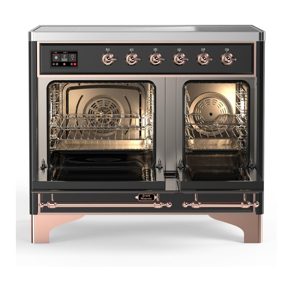 Ilve UMDIB40QNR3MGP Ilve Umdib40Qnr3Mgp Majestic Iii 40 Inch Induction Range With 6 Elements, 3.82 Cu. Ft. Total Oven Capacity (Solid Door, Graphite Matte, Copper)