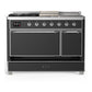 Ilve UM48FSQNR3MGC Ilve Um48Fsqnr3Mgc Majestic Iii 48 Inch Dual Fuel Range With 5 Black Brass Burners, Griddle And French Top, Dual Function Burner Up To 25,000 Btu (Natural Gas, Solid Door, Graphite Matte, Chrome)