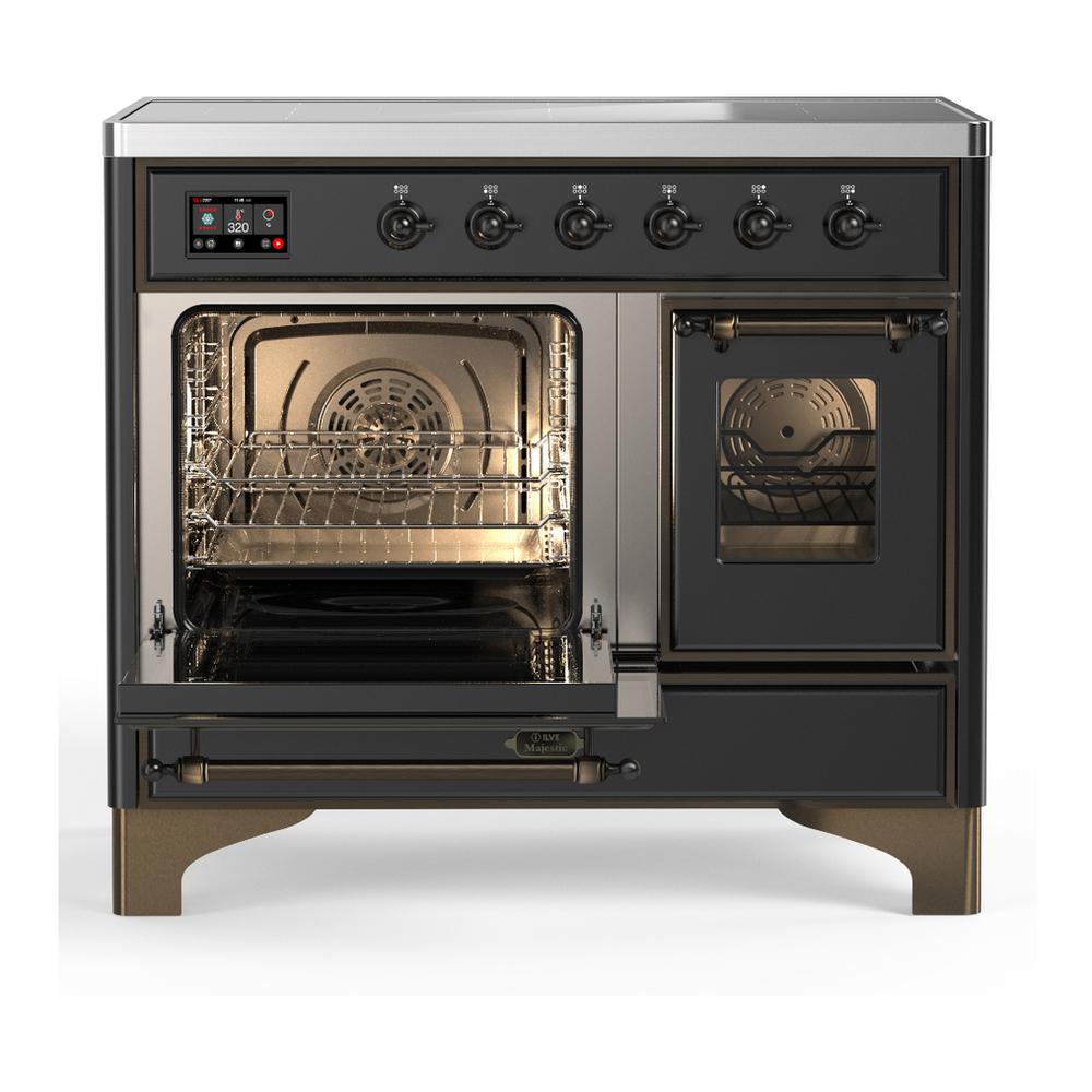 Ilve UMDIB40NR3MGB Ilve Umdib40Nr3Mgb Majestic Iii 40 Inch Induction Range With 6 Elements, 3.82 Cu. Ft. Total Oven Capacity (Triple Glass Door, Graphite Matte, Burnished)