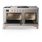 Ilve UM60FSQNR3SSPLP Ilve Um60Fsqnr3Ssplp Majestic Iii 60 Inch Dual Fuel Range With 7 Burners, Griddle And French Top, Dual Function Burner With Up To 25,000 Btu (Liquid Propane, Solid Door, Stainless Steel, Copper)