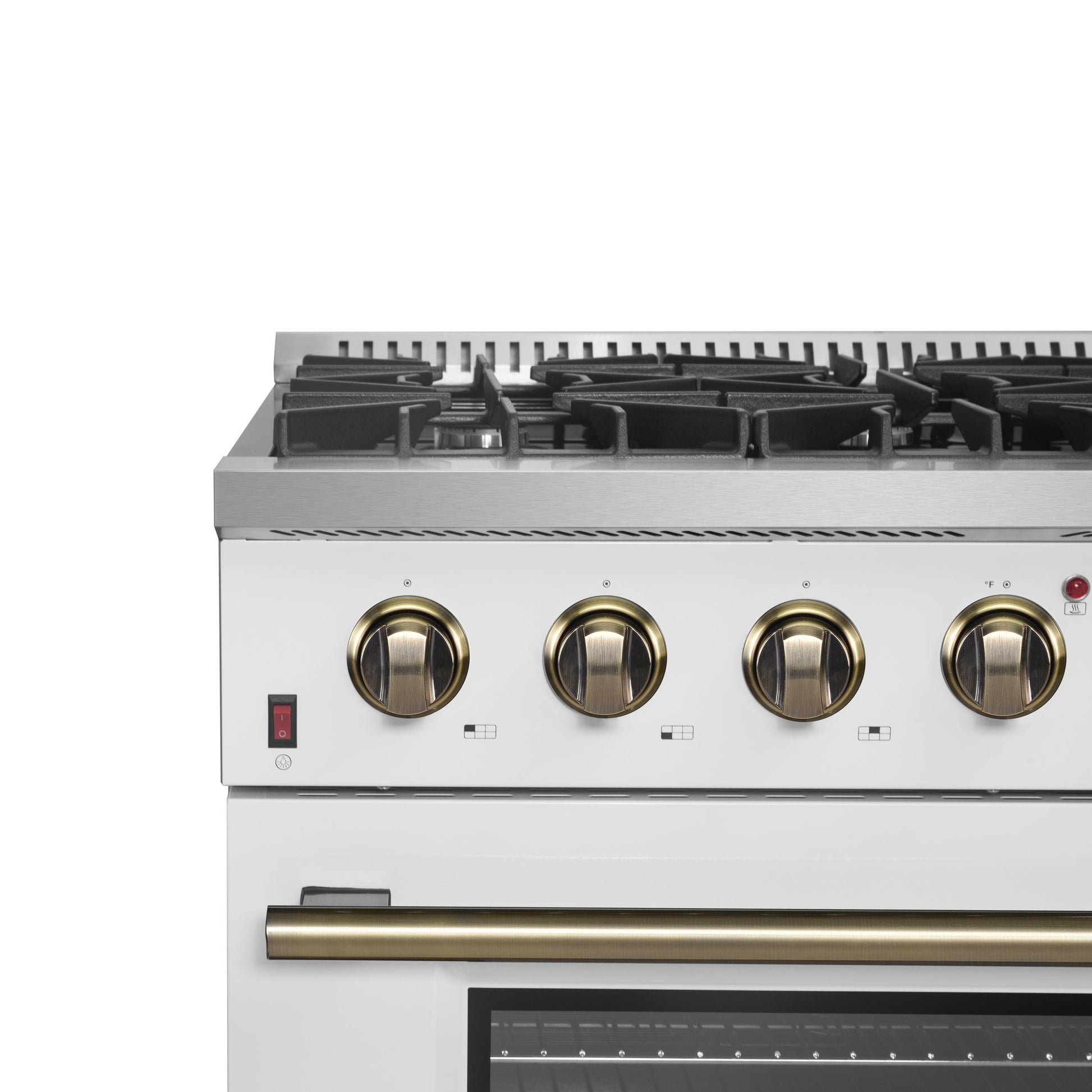 Forno FFSGS624436WHT Forno Galiano 36-Inch Freestanding Gas Range In White With Antique Brass Design, 6 Burners, 83,000 Btu, 5.36 Cu.Ft. Convection Oven