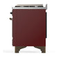 Ilve UM60FQNR3BUB Ilve Um60Fqnr3Bub Majestic Iii 60 Inch Dual Fuel Range With 9 Burners And Griddle, Dual Function Burner Up To 25,000 Btu (Natural Gas, Solid Door, Burgundy, Burnished)