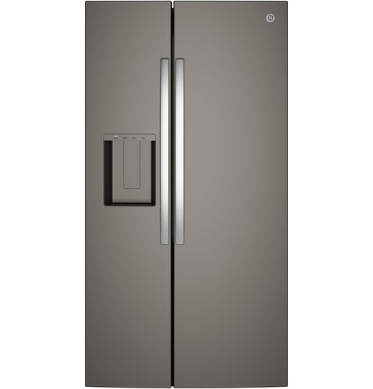 Ge Appliances GZS24NMYES Ge® 23.6 Cu. Ft. Counter-Depth Side-By-Side Refrigerator With Extra Tall Dispenser And In-Door Icemaker