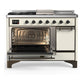 Ilve UM48FSQNR3AWB Ilve Um48Fsqnr3Awb Majestic Iii 48 Inch Dual Fuel Range With 5 Black Brass Burners, Griddle And French Top, Dual Function Burner Up To 25,000 Btu (Natural Gas, Solid Door, Antique White, Burnished)