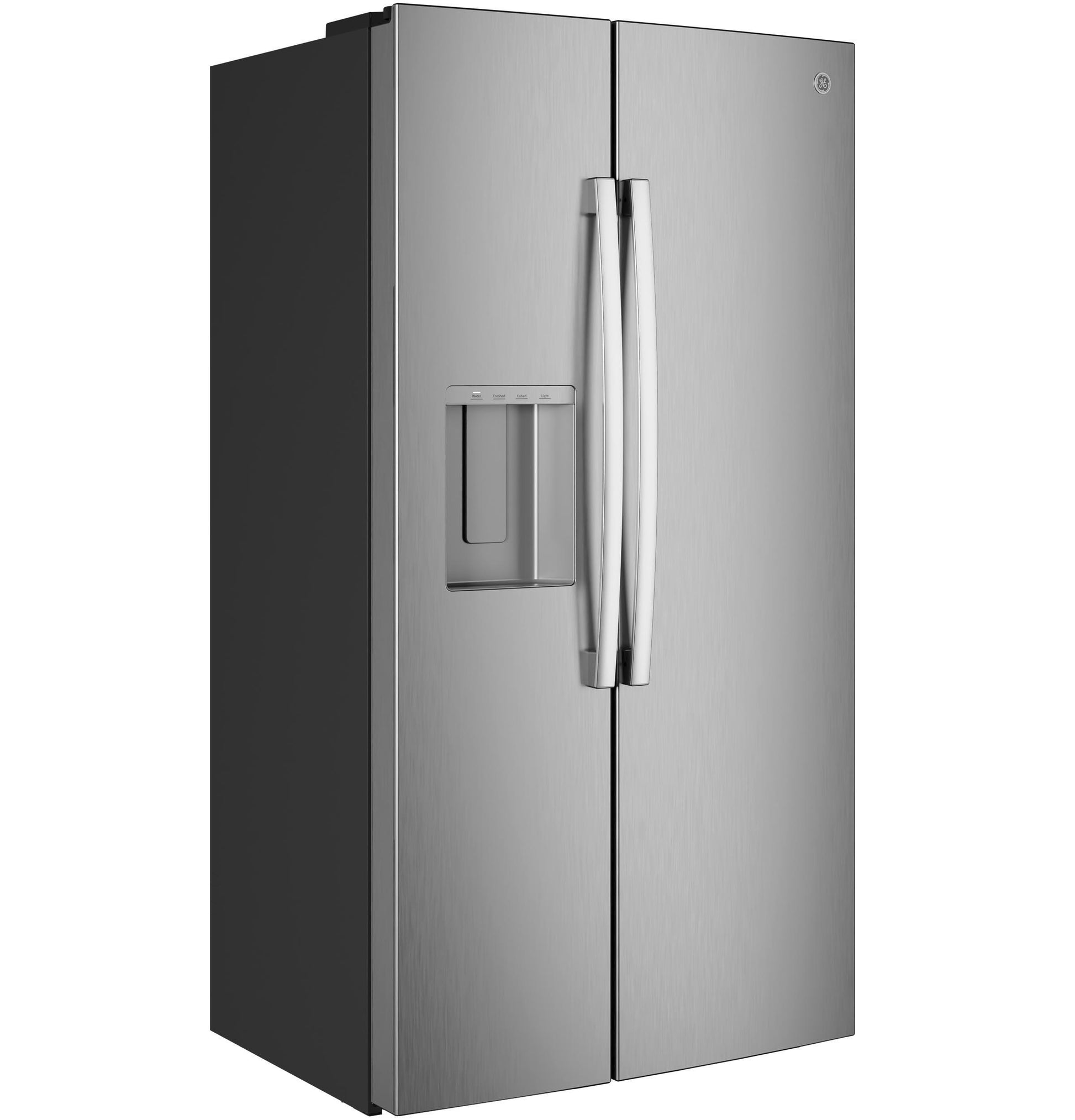 Ge Appliances GZS24NYYFS Ge® 23.6 Cu. Ft. Counter-Depth Side-By-Side Refrigerator With Extra Tall Dispenser And In-Door Icemaker