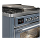 Ilve UM36FNR3BGC Ilve Um36Fnr3Bgc Majestic Iii 36 Inch Dual Fuel Range With 6 Black Brass Burners And Griddle, Dual Function Burner Up To 25,000 Btu (Triple Glass Door, Blue Grey, Chrome, Natural Gas)