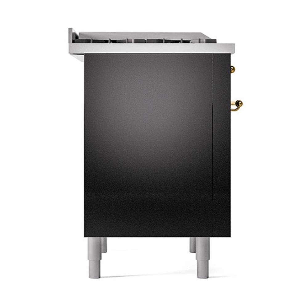 Ilve UN36FQNMPBKG Ilve Un36Fqnmpbkg Nostalgie Ii Noblesse 36" Dual Fuel Range (Natural Gas, Solid Door, Glossy Black, Brass)