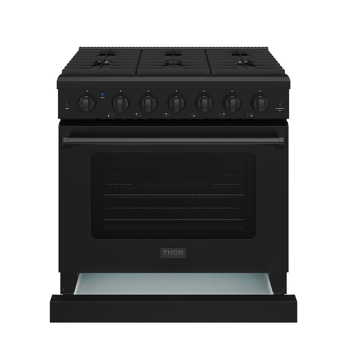 Thor Kitchen LRG3601UBLP 36 Inch Professional Liquid Propane Range In Black