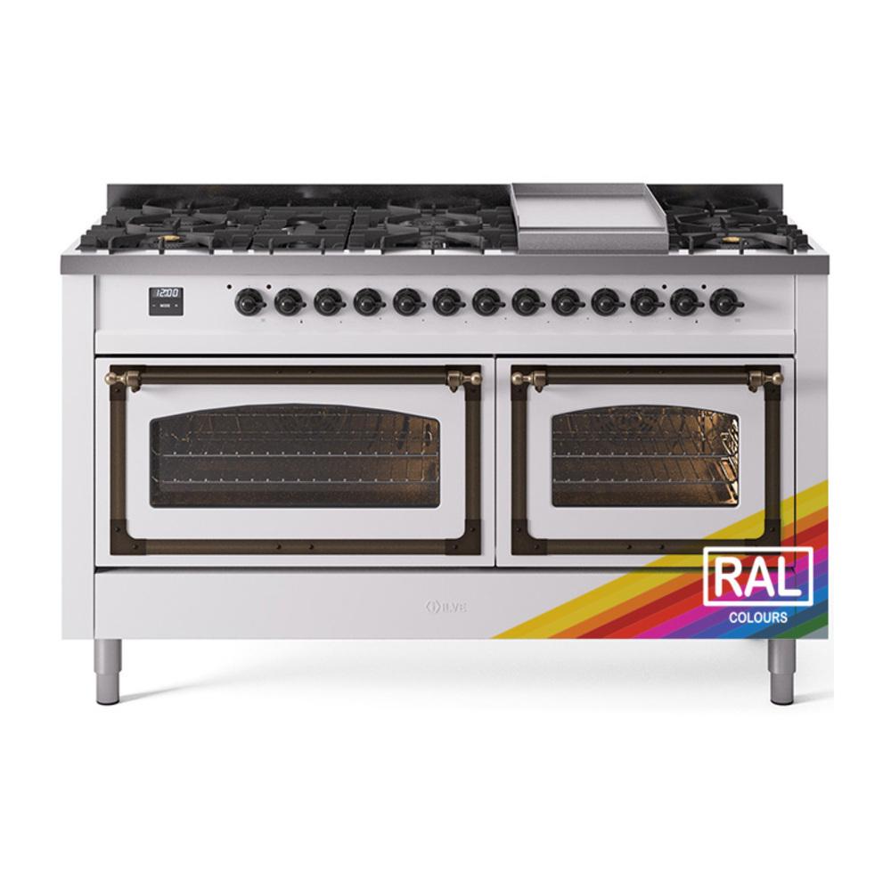 Ilve UN60FNMPRABLP Ilve Un60Fnmprablp Nostalgie Ii Noblesse 60" Dual Fuel Range (9 Sealed Burners + Griddle, Liquid Propane, Triple Glass Door, Ral, Burnished)