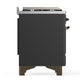 Ilve UM48FQNR3MGBLP Ilve Um48Fqnr3Mgblp Majestic Iii 48 Inch Dual Fuel Range With 8 Burners And Griddle, Dual Function Burner Up To 25,000 Btu (Liquid Propane, Solid Door, Graphite Matte, Burnished)