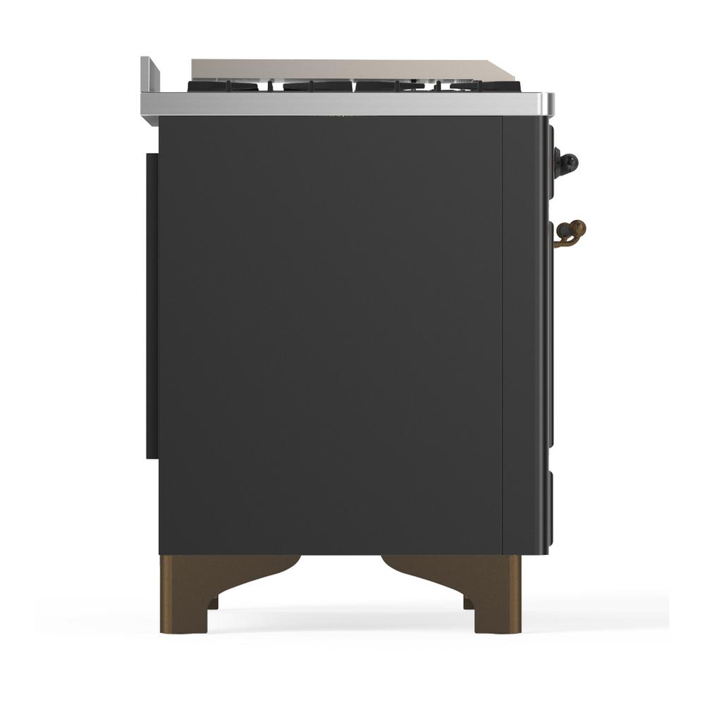 Ilve UM48FQNR3MGBLP Ilve Um48Fqnr3Mgblp Majestic Iii 48 Inch Dual Fuel Range With 8 Burners And Griddle, Dual Function Burner Up To 25,000 Btu (Liquid Propane, Solid Door, Graphite Matte, Burnished)