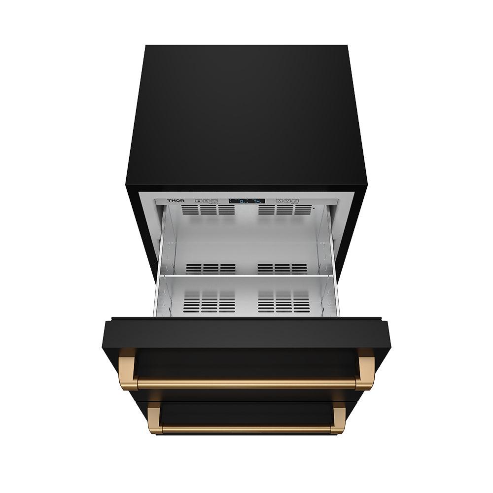 Thor Kitchen RZ24UBBRZ 24 Inch Undercounter Built-In / Freestanding Drawer Freezer - Black/Bronze Gordon Ramsay Series
