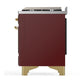 Ilve UM48FNR3BUG Ilve Um48Fnr3Bug Majestic Iii 48 Inch Dual Fuel Range With 8 Burners And Griddle, Dual Function Burner Up To 25,000 Btu (Natural Gas, Triple Glass Door, Burgundy, Brass)