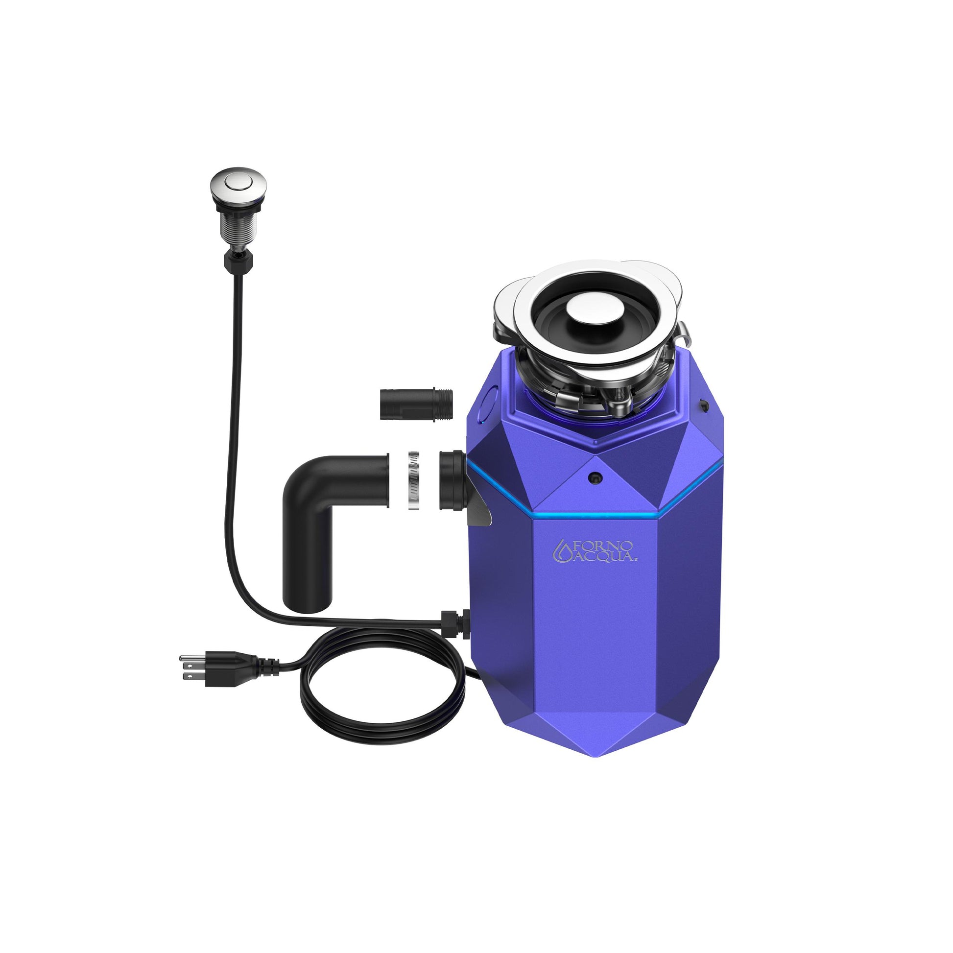 Forno WDD075TA1AM Forno Acqua Brightdiamond Amethyst 3/4Hp Super Quiet Garbage Disposal Corded With Motion Sensor Cabinet Light & Pre-Wired Air Switch