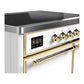Ilve UMDIB40QNR3WHG Ilve Umdib40Qnr3Whg Majestic Iii 40 Inch Induction Range With 6 Elements, 3.82 Cu. Ft. Total Oven Capacity (Solid Door, White, Brass)