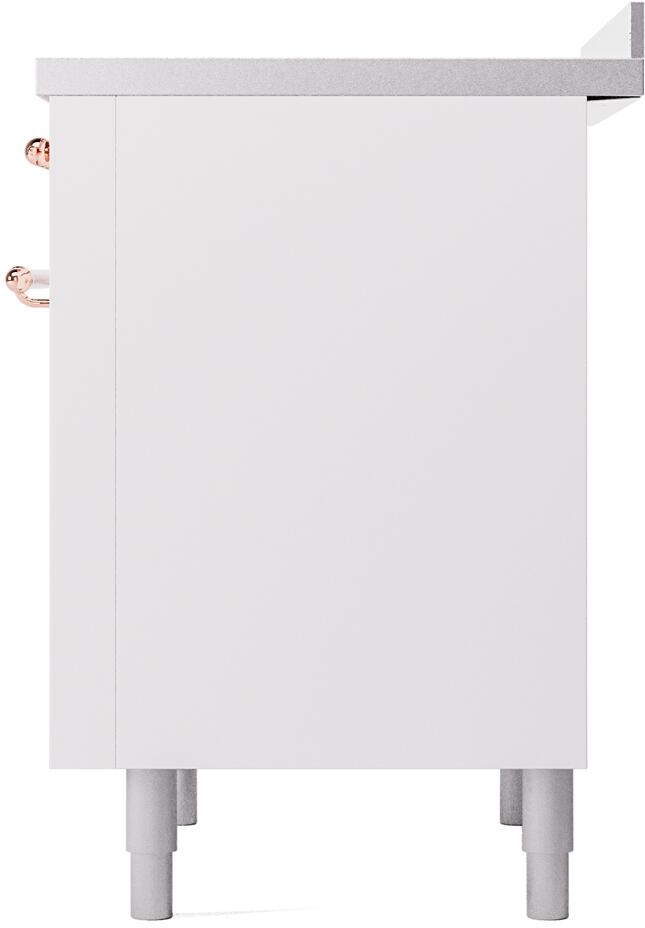 Ilve UPI366NMPWHP Nostalgie Ii 36 Inch Electric Freestanding Range In White With Copper Trim