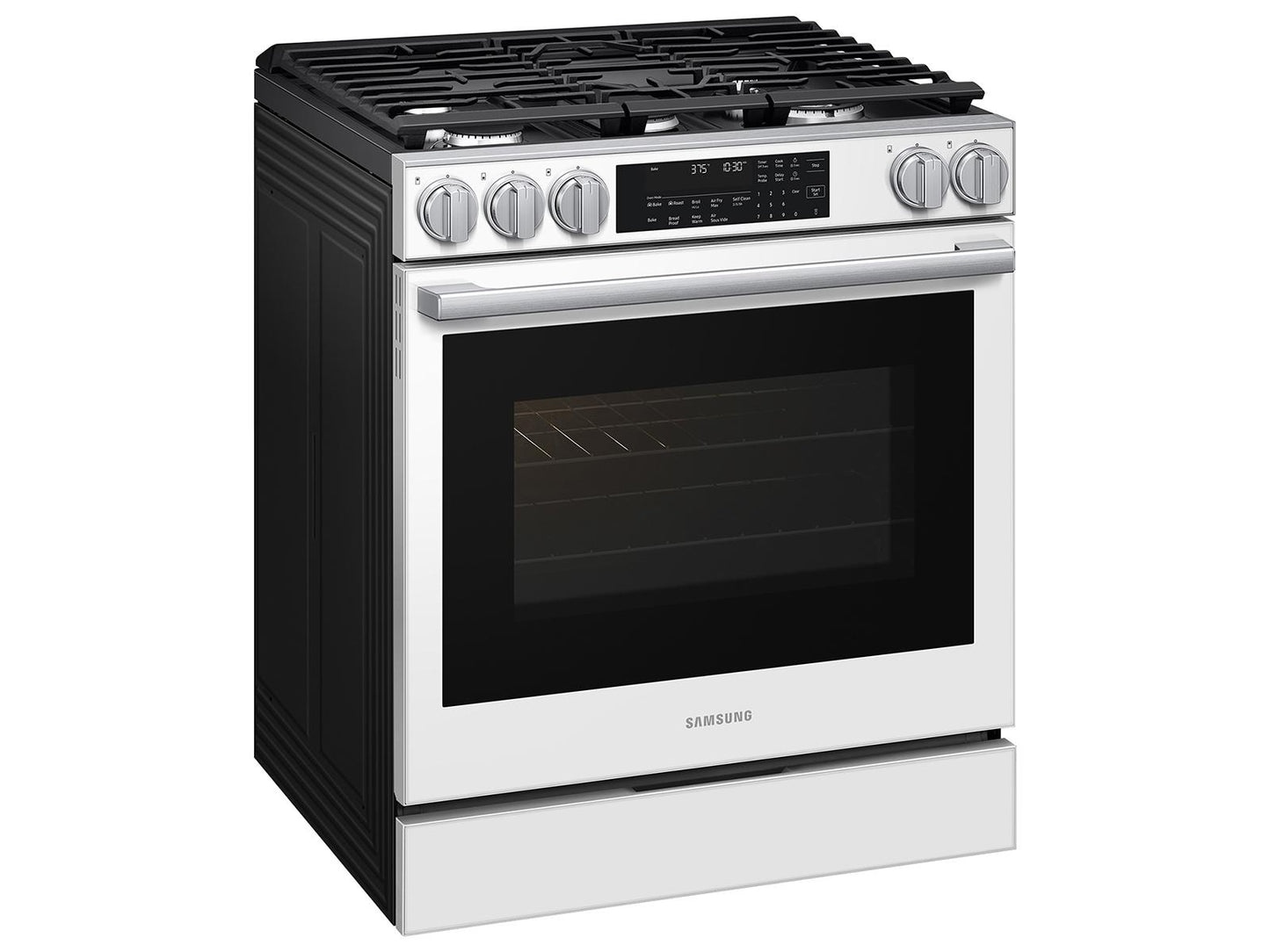 Samsung NSG90H60SW Bespoke Smart Slide-In Gas Range Pro Style Elite Design Illuminated Knobs Air Fry Max