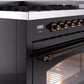 Ilve UP48FNMPBKB Nostalgie Ii 48 Inch Dual Fuel Natural Gas Freestanding Range In Glossy Black With Bronze Trim
