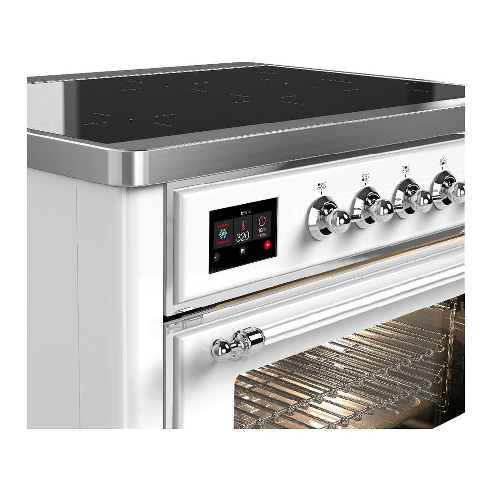 Ilve UMIB36NR3WHC Ilve Umib36Nr3Whc Majestic Iii 36 Inch Induction Range With 6 Elements, 3.5 Cu. Ft. Total Oven Capacity (Triple Glass Door, White, Chrome)