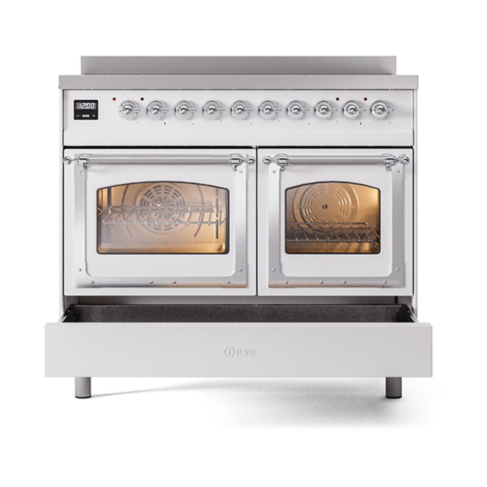 Ilve UNDI406NMPWHC Ilve Undi406Nmpwhc Nostalgie Ii Noblesse 40" Induction Range (Triple Glass Door, White, Chrome)
