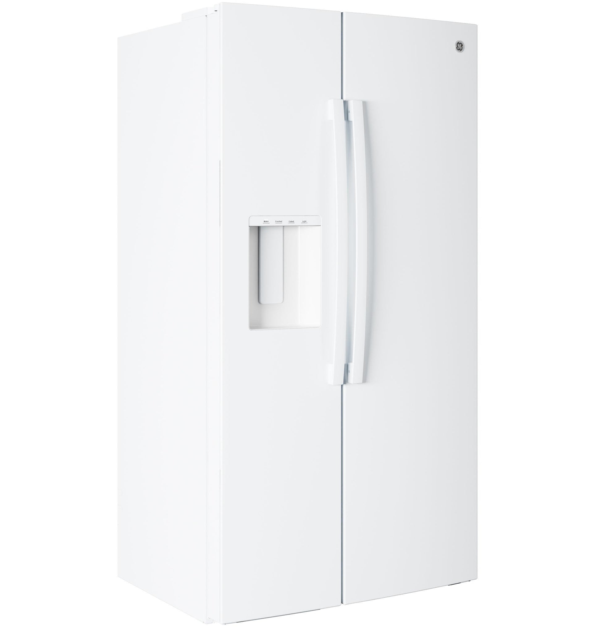 Ge Appliances GZE24NGYWW Ge® Energy Star® 23.6 Cu. Ft. Counter-Depth Side-By-Side Refrigerator With Extra Tall Dispenser And In-Door Icemaker