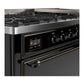 Ilve UM60FQNR3BKB Ilve Um60Fqnr3Bkb Majestic Iii 60 Inch Dual Fuel Range With 9 Burners And Griddle, Dual Function Burner Up To 25,000 Btu (Natural Gas, Solid Door, Glossy Black, Burnished)