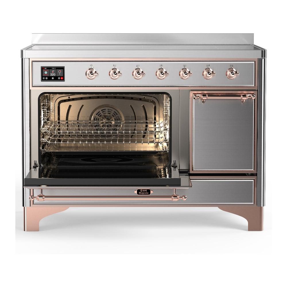 Ilve UMIB48QNR3SSP Ilve Umib48Qnr3Ssp Majestic Iii 48 Inch Induction Range With 6 Elements, 5.02 Cu. Ft. Total Oven Capacity (Solid Door, Stainless Steel, Copper)