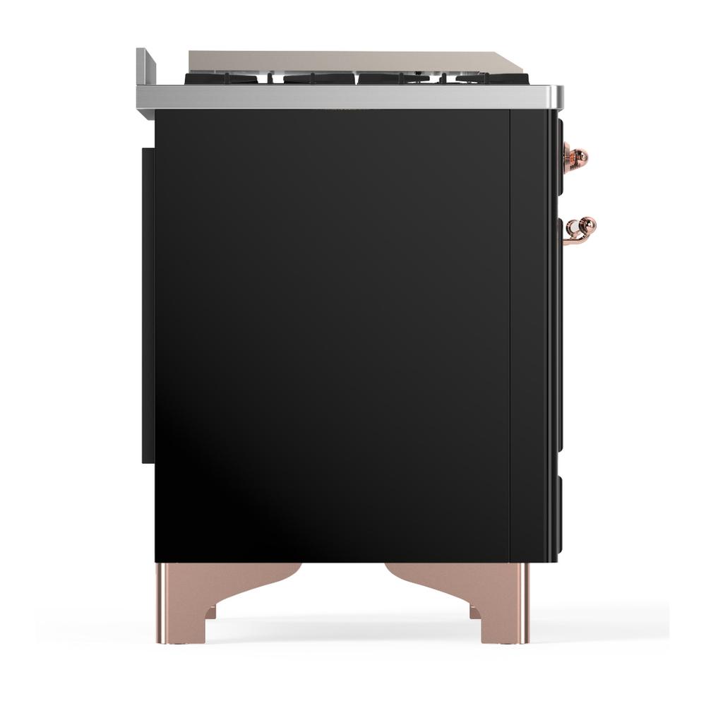 Ilve UM60FNR3BKP Ilve Um60Fnr3Bkp Majestic Iii 60 Inch Dual Fuel Range With 9 Burners And Griddle, Dual Function Burner Up To 25,000 Btu (Natural Gas, Triple Glass Door, Glossy Black, Copper)