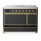 Ilve UMIB48QNR3MGG Ilve Umib48Qnr3Mgg Majestic Iii 48 Inch Induction Range With 6 Elements, 5.02 Cu. Ft. Total Oven Capacity (Solid Door, Graphite Matte, Brass)