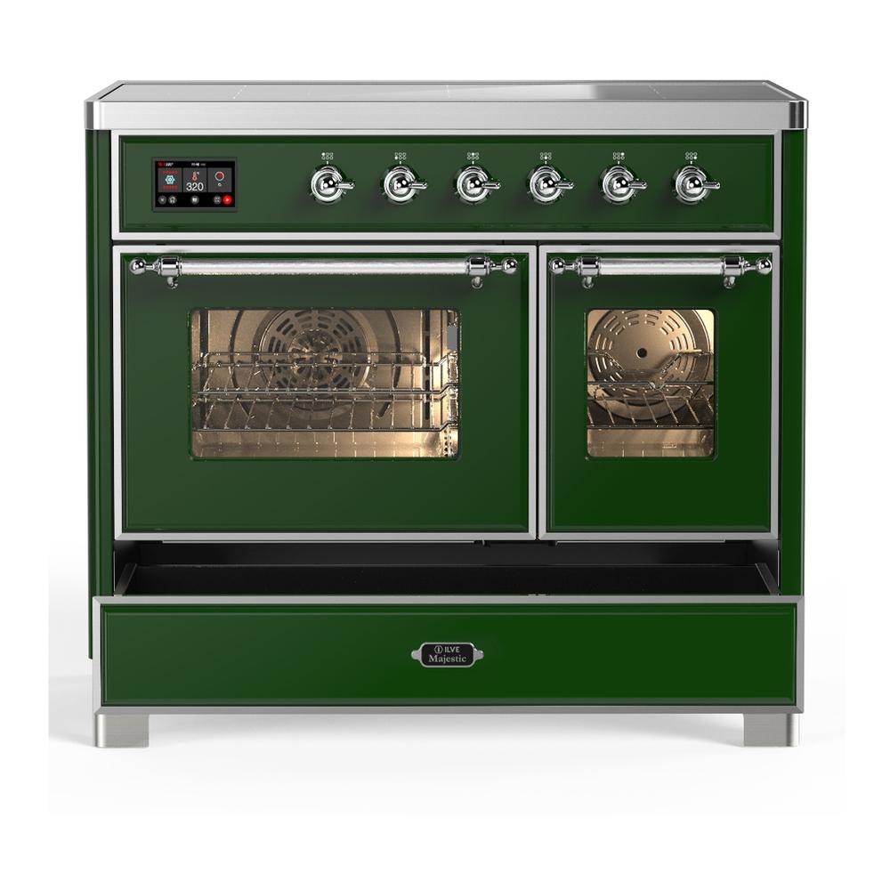 Ilve UMDIB40NR3EGC Ilve Umdib40Nr3Egc Majestic Iii 40 Inch Induction Range With 6 Elements, 3.82 Cu. Ft. Total Oven Capacity (Triple Glass Door, Emerald Green, Chrome)