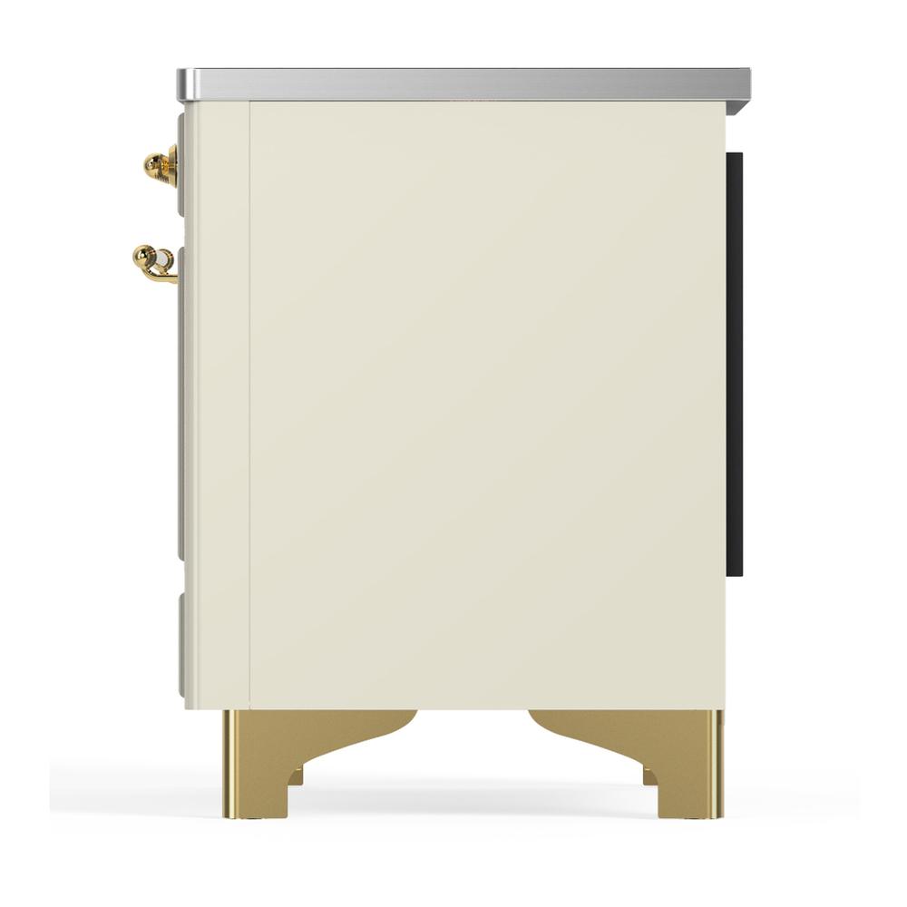 Ilve UMIB36NR3AWG Ilve Umib36Nr3Awg Majestic Iii 36 Inch Induction Range With 6 Elements, 3.5 Cu. Ft. Total Oven Capacity (Triple Glass Door, Antique White, Brass)