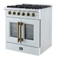Forno FFSGS644430WHT Forno Galiano 30-Inch French Door Gas Rangenwhite With Antique Brass Design, 5 Burners,N68,000 Btu, 4.32 Cu.Ft. Convection Oven