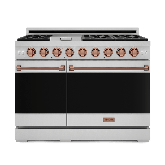 Thor Kitchen RSG48ELPRSG 48 Inch Professional Lp Range With Pro-Style Knobs In Stainless Steel/Rose Gold Gordon Ramsay Series - Rsg48Elp-Rsg