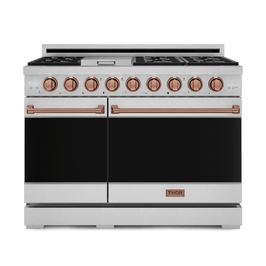 Thor Kitchen RSG48ERSG 48 Inch Professional Gas Range With Pro-Style Knobs In Stainless Steel/Rose Gold Gordon Ramsay Series - Rsg48E-Rsg