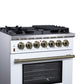 Forno FFSGS612530WHT Forno Massimo 30-Inch Freestanding Dual Fuel Range In White With Antique Brass Accessories, 4 Burners, 4.32 Cu. Ft. Convection Oven