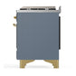 Ilve UM60FSQNR3BGG Ilve Um60Fsqnr3Bgg Majestic Iii 60 Inch Dual Fuel Range With 7 Burners, Griddle And French Top, Dual Function Burner With Up To 25,000 Btu (Natural Gas, Solid Door, Blue Grey, Brass)